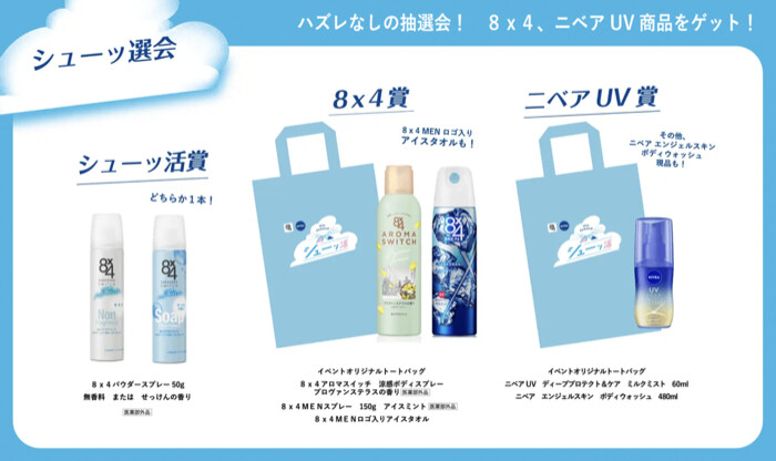 8x4、ニベアUV商品の無料サンプル